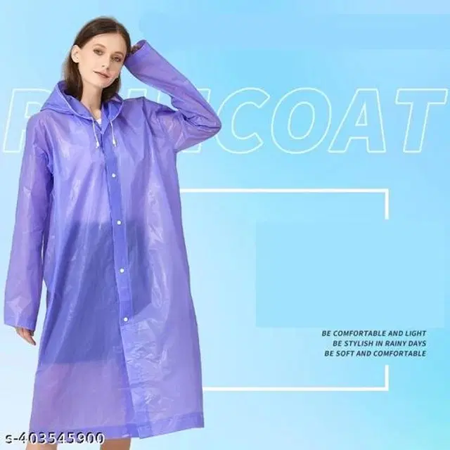Polyester Rain Coat for Men & Women, Purple, Free Size