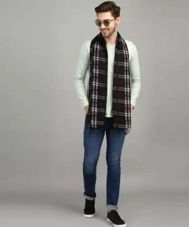 Checkered Muffler for Men (Black)