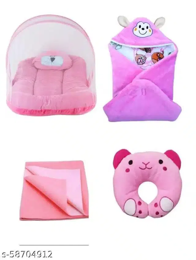 Combo of Baby Sleeping Set, Pink, Set of 4