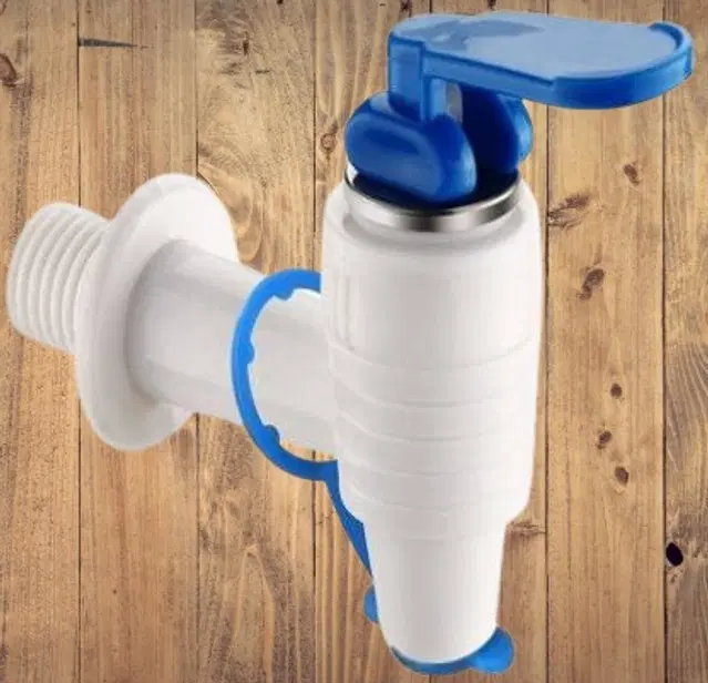 Plastic Short Body Bib Cock Tap with Wall Flange, White, Set of 1