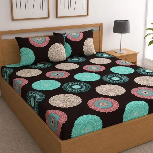 Polycotton Bedsheet with 2 Pillow Cover [Multicolor]