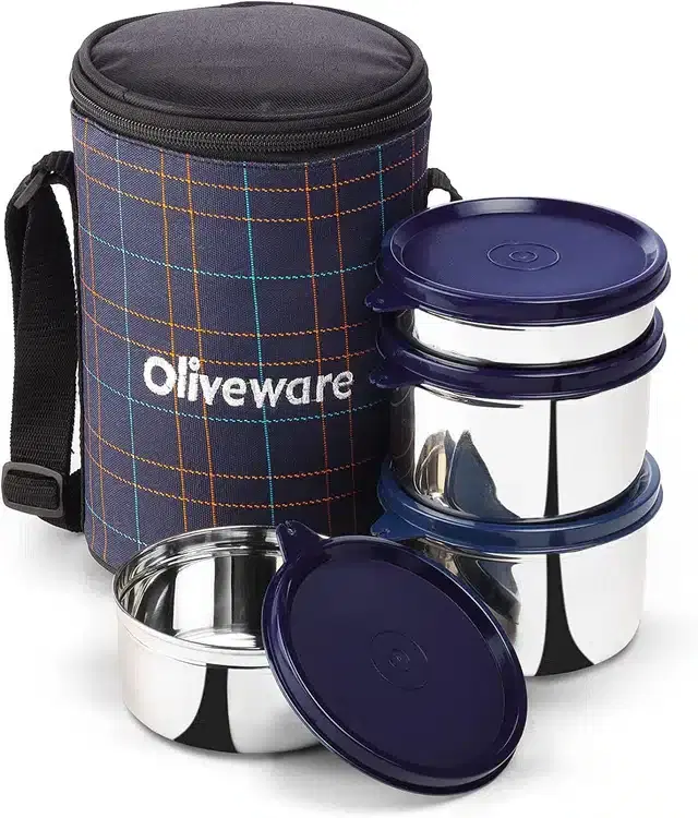 Oliveware Airtight Lunch Box, Blue, Set of 1