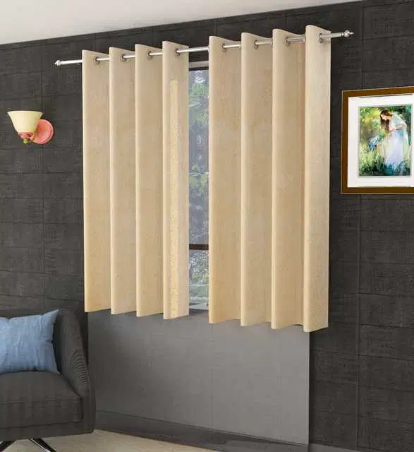 Homefab Velvet Curtains, Cream, 5 Feet, HF-230