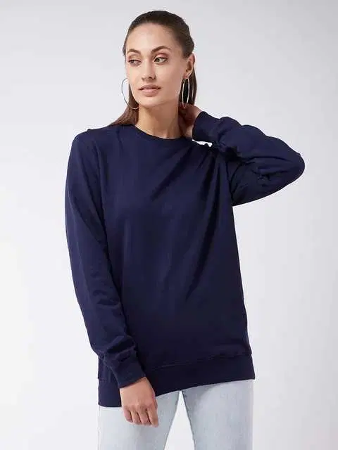 Sweatshirt For Women (Navy Blue, L) (KS-9)