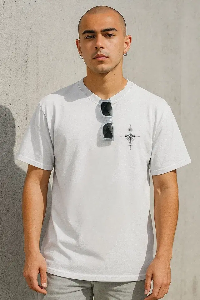 Cotton Blend Printed T-Shirt for Men, White (XXL)