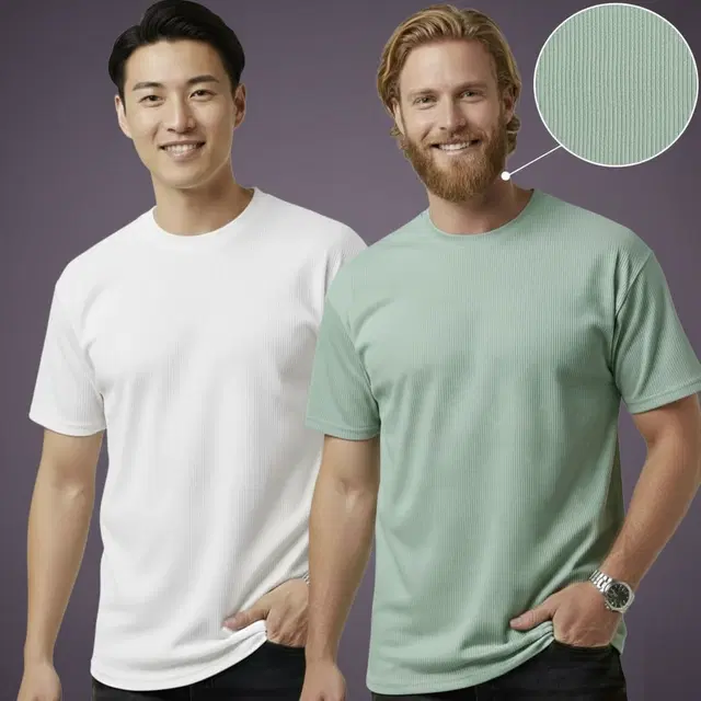 Polyester Round Neck T-shirt for Men, Multicolour, Pack of 2 (M)