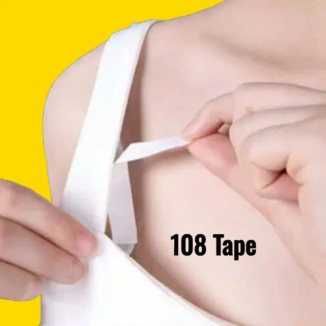 Acrylic Film Clothing 108 Double Sided Tape Strips, Transparent, Set of 1