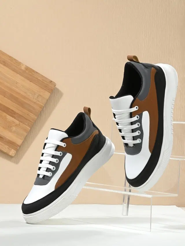 Casual Shoes for Men, White & Tan (7)