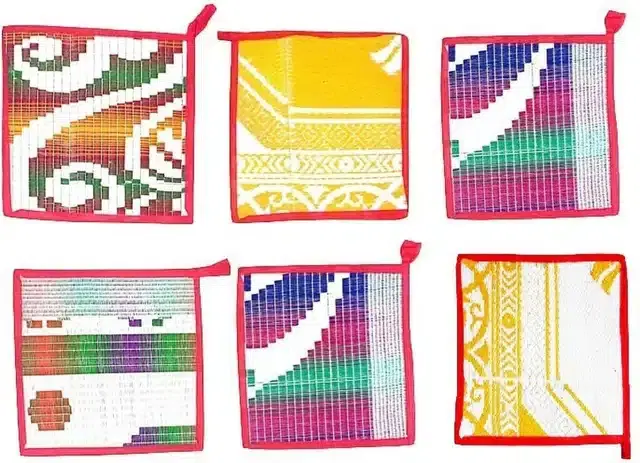 Nylon Pooja Mat, Multicolor, 16x18 inches, Pack of 6