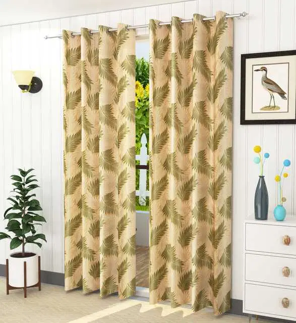 Homefab Polyester Curtains, Green, 7 Feet, HF-187