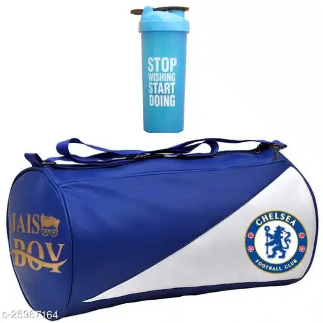 Combo of Gym Bag with Shaker Bottle, 600 ml, Multicolor, Set of 2
