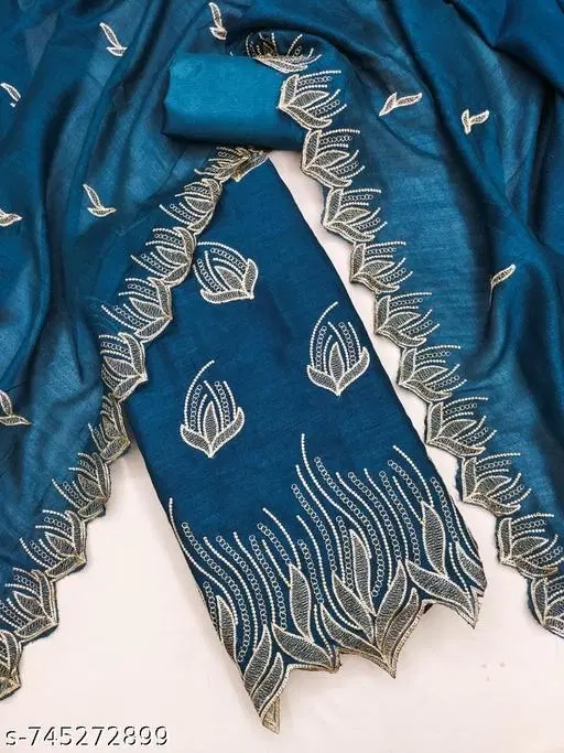Embroidered Patiala Suit (Multicolor, 6.85 meter (3XL)) (Multicolor, 6.05 meter for Women (M)