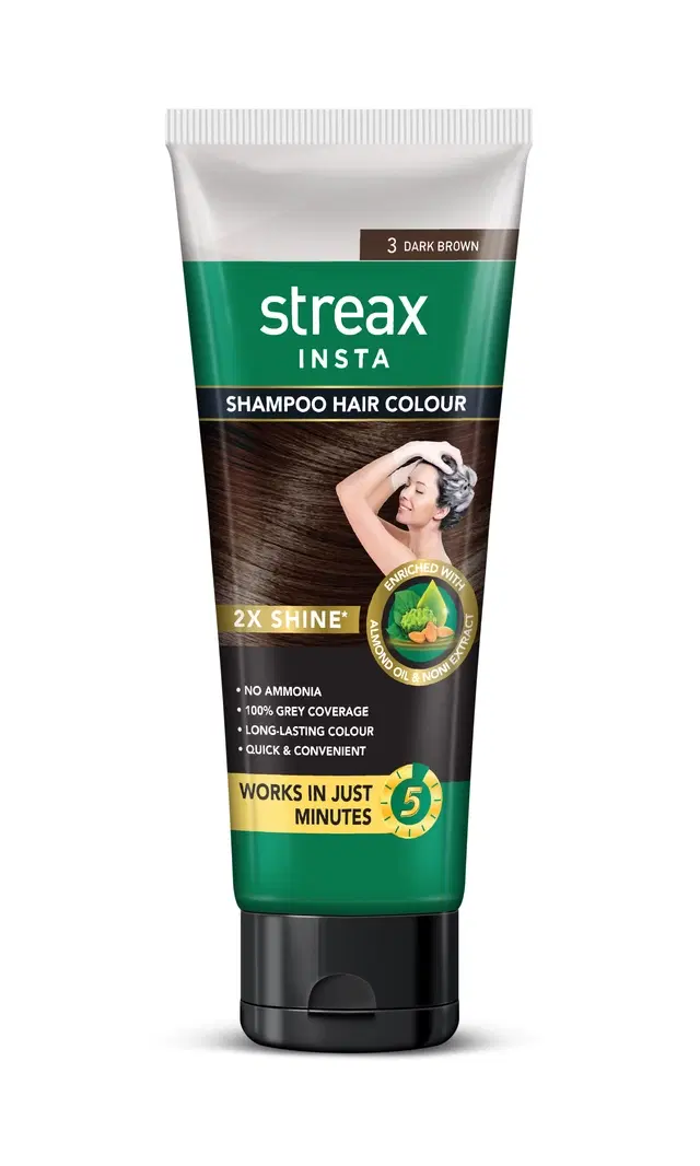 Streax Insta Shampoo Hair Color Dark Brown 60 ml