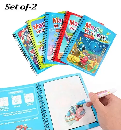 Magic Water Book 2 Pcs with 2 Pcs Magic Pen for Kids, Set of 2