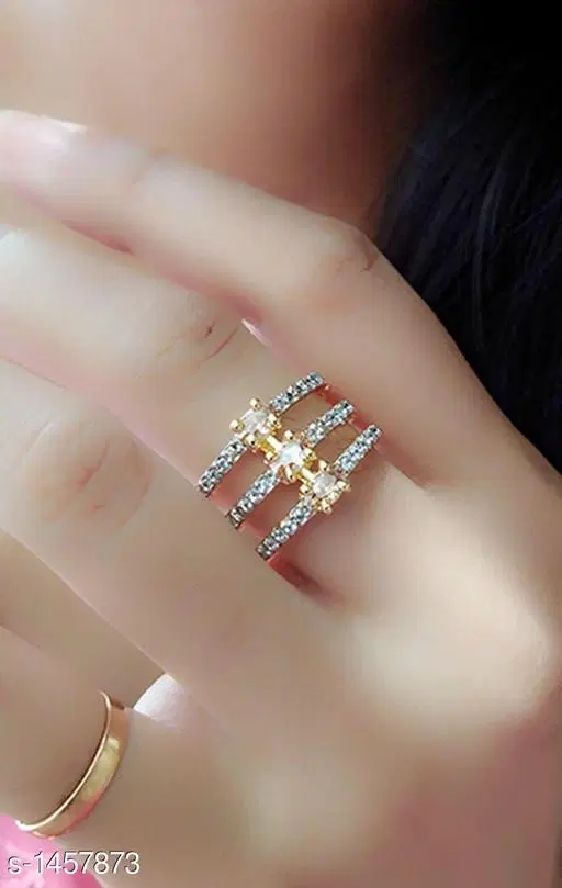 Designer Finger Ring for Women (Silver, Free Size)