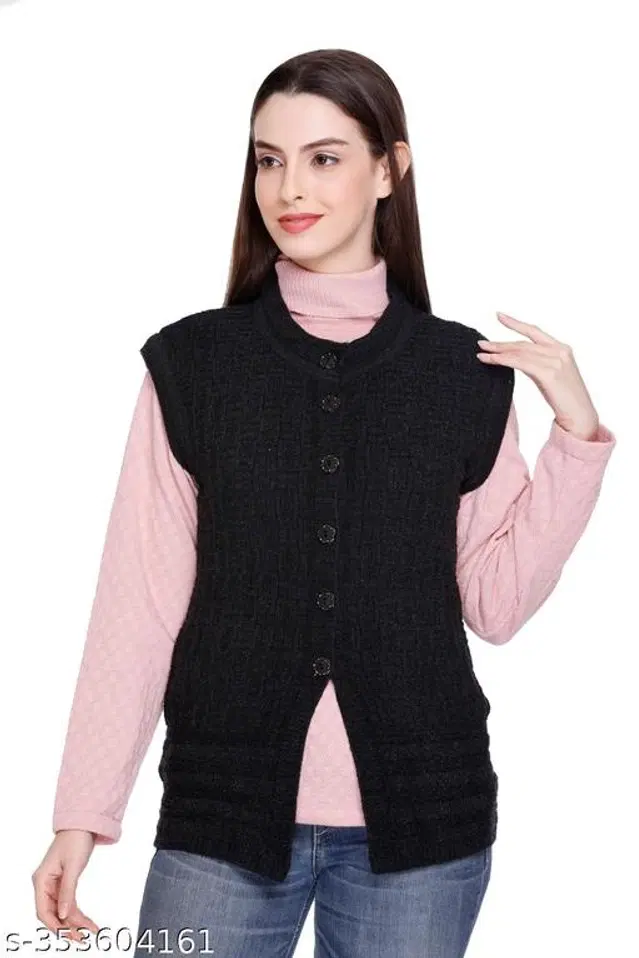 Woolen Sweater for Women (Black, M)