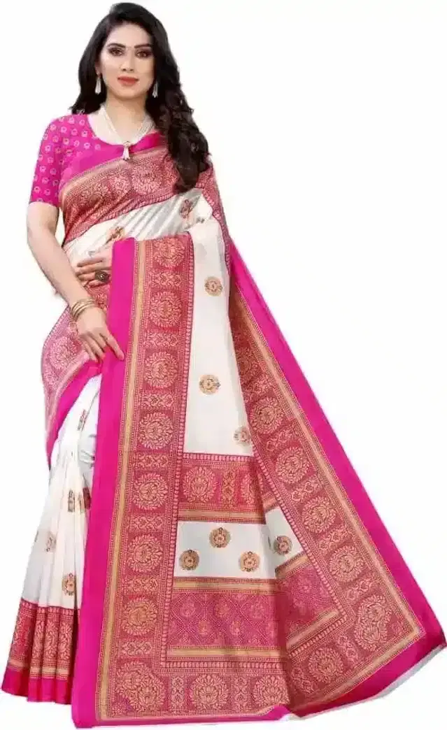 Sharda Creation Art Silk Printed Sarees (Pink) (Sharda_492)
