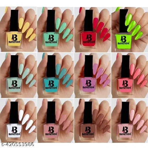 Banetion Matte Nail Polish, Multicolor, Pack of 12