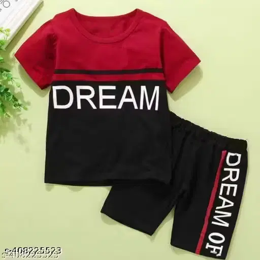 Premium Quality Cotton Blend Clothing Set for Boys, Red & Black (2-3 Years)