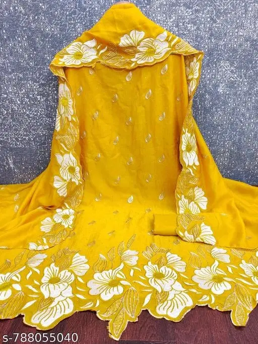 Embroidered Floral Patiala for Women (6.05 meter (M)) (5.85 meter (S)