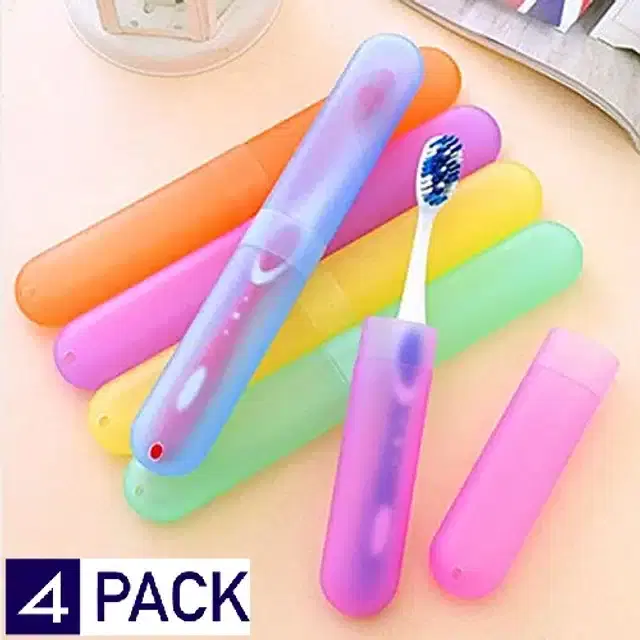 Plastic Toothbrush Cover, Pack of 4, Multicolor