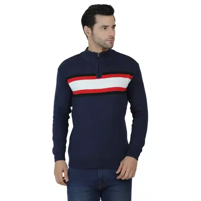 Men's Casual Sweater (Blue, L) (A-27)