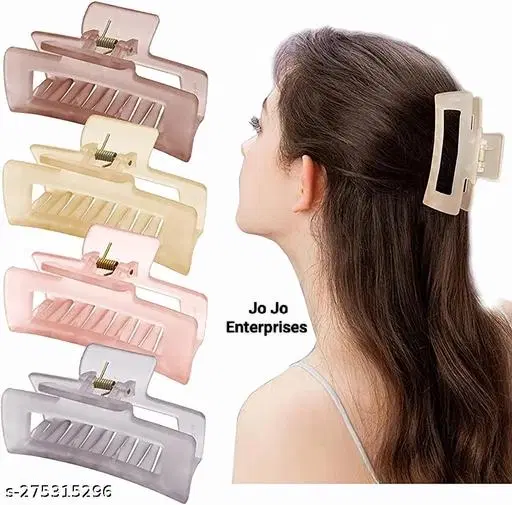 Plastic Hair Clutcher for Women & Girls, Pack of 4 (Multicolor)