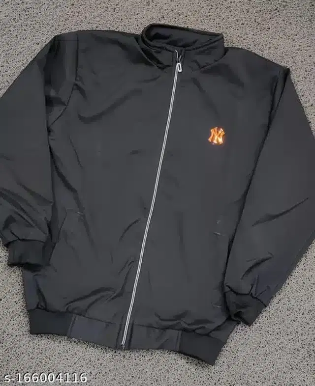 Polyester Jacket for Men (Black, L)