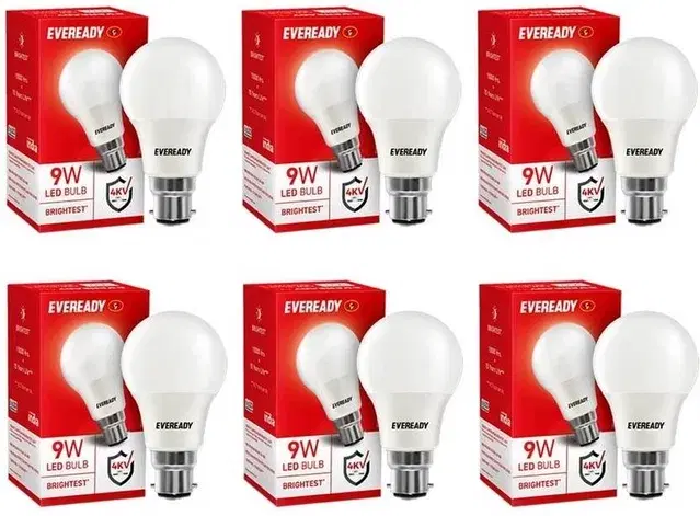 Eveready 9W B22 Led Bulb, White [Pack Of 6] F