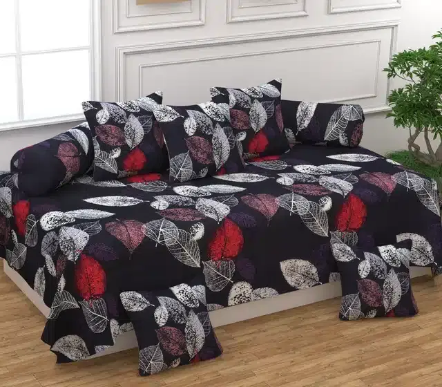 Microfiber Diwan Cover Set, Black, Pack of 8