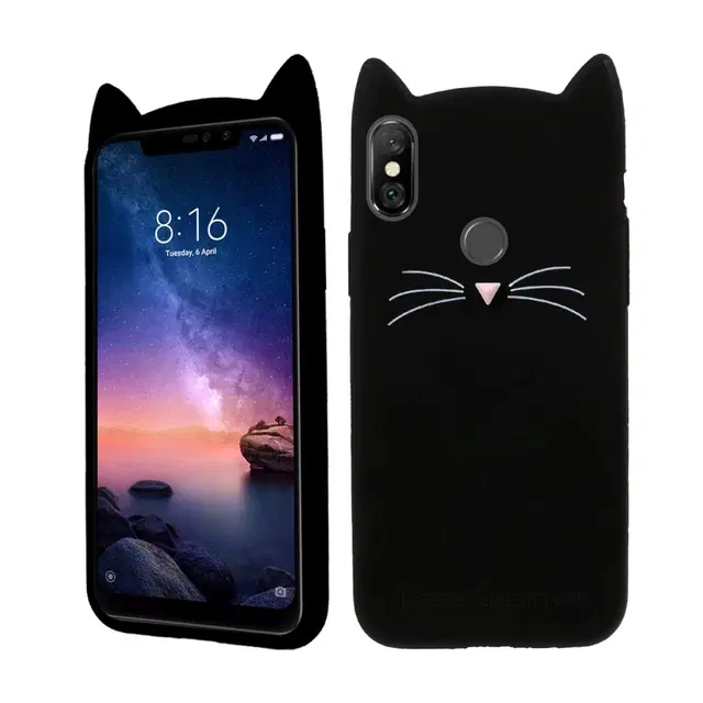 Rubber Mobile Back Cover for Mi Redmi 6 Pro (Black)