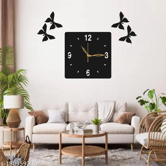 Wooden Wall Clock for Home, Black