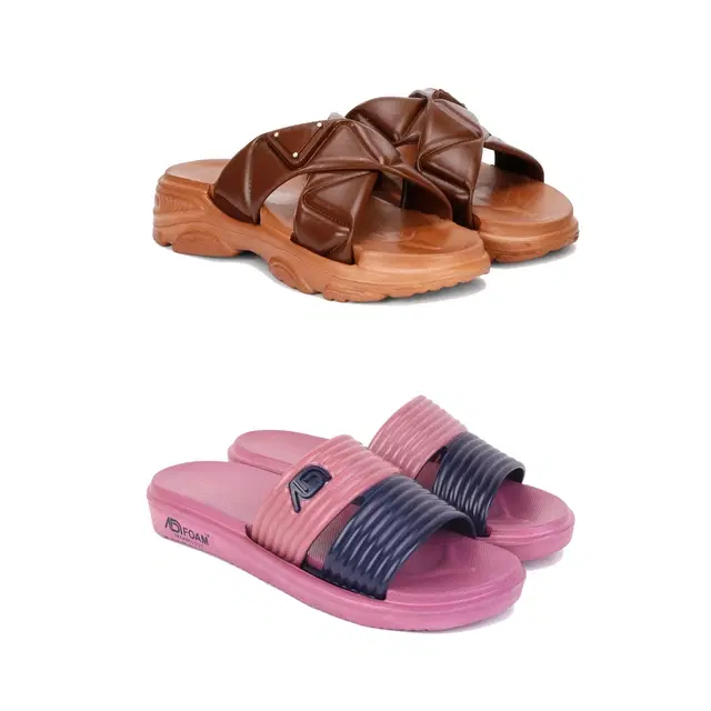 Sliders for Women, Set of 2 (Multicolor, 7)