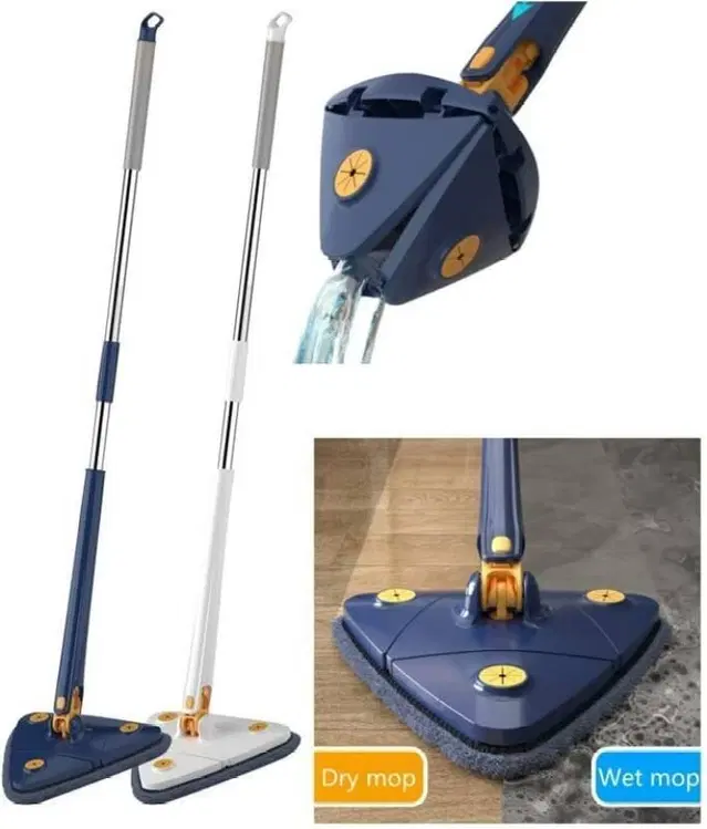 Enmora 360 Degree Rotatable Multifunctional Triangle Mop Wet & Dry Mop- Pack of 1