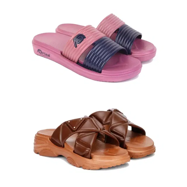 Combo of Sliders for Women, Set of 2 (Multicolor, 6)