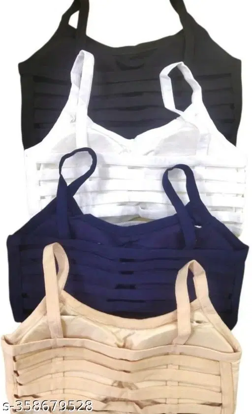 Cotton Blend Solid Bras for Women, Assorted, Pack of 4 (28A)