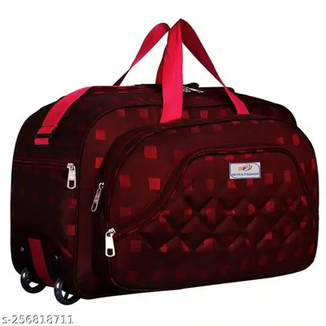 Nylon Strolley Duffel Bag, Maroon, 60 L