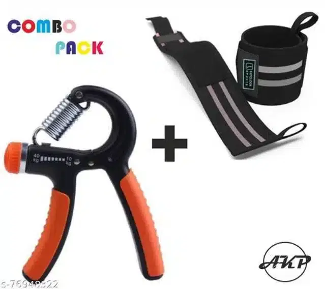 Wrist Support Bands & Hand Gripper, Multicolor, Free Size, Set of 2