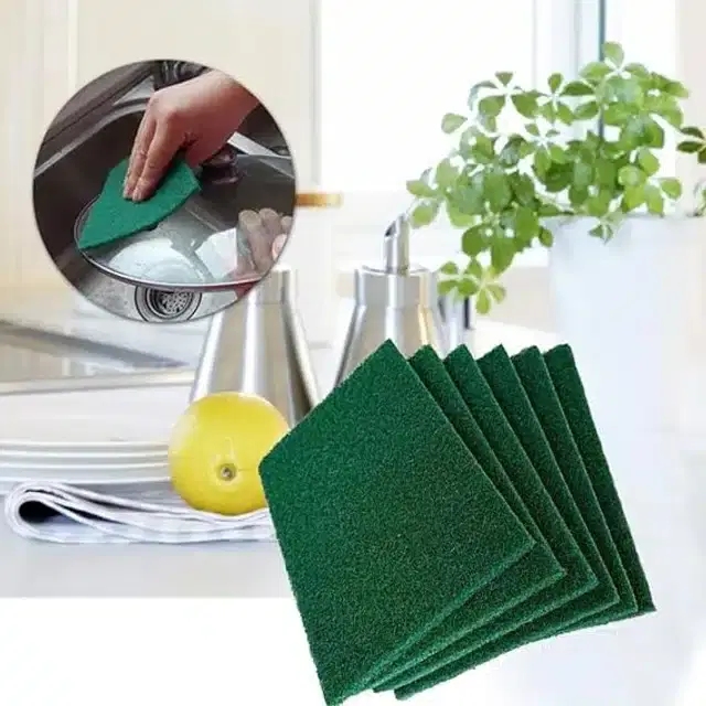 Non Scratch Kitchen Scrubbers, Green, Pack of 6