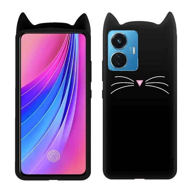Silicone Mobile Back Cover for IQOO 12206 / IQOO_Z6 44W (Black)