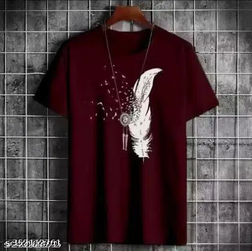 Premium Quality Polyester T-Shirt for Men ,Maroon (L)