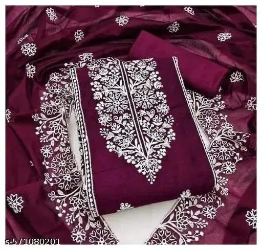 Chanderi Cotton Punjabi/All Over Suits for Women (Purple, 6.05 meter (M)