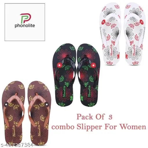 Slippers for Women, Multicolour, Pack of 3 (5)