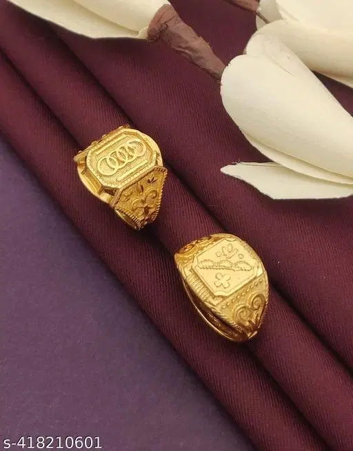 Pack of 2 Gold Rings for Women (Gold)