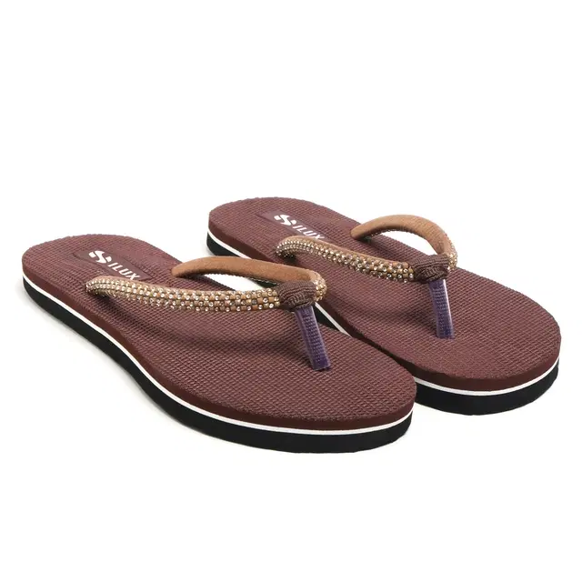 Solid Thong Flip-flops for Women (Brown, 4)