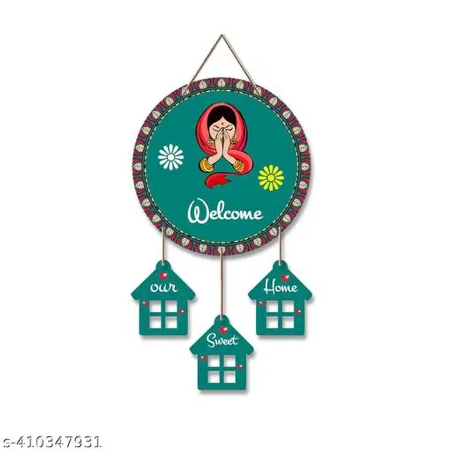 Wooden Wall Hanging Decor, Teal