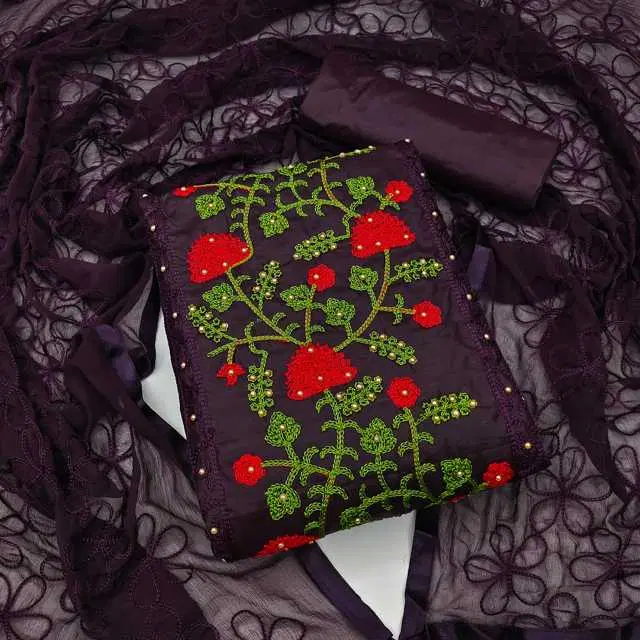 Women's Unstiched Dress Material Suit (purple) (VK-291)