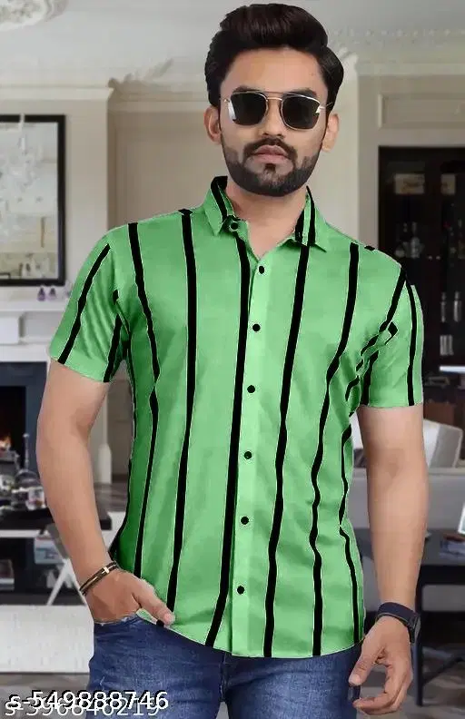 Printed Shirt for Men (Mint Green, S)