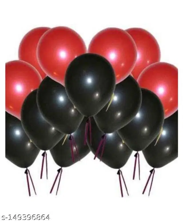 Decorative Metallic Balloons, Black & Red, Pack of 100