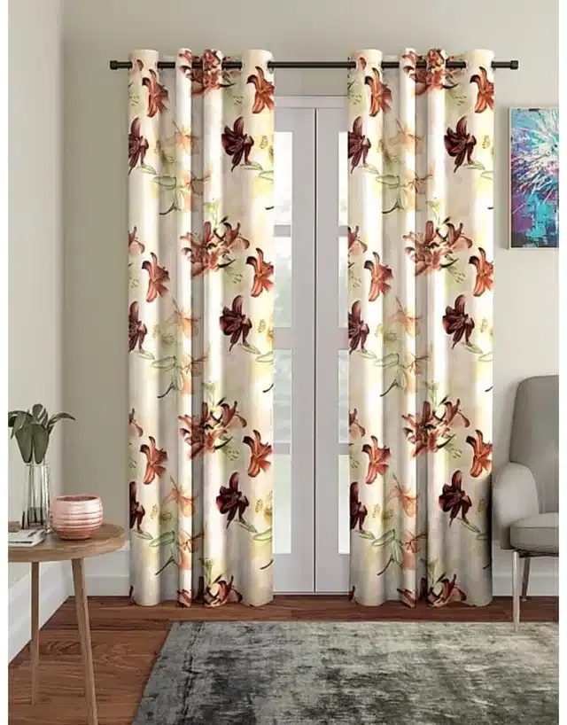 Door Curtains, Pack of 2, Brown, 4x7 feet